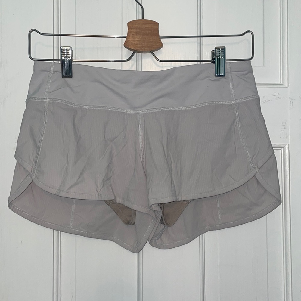White Lululemon Speed Up Shorts
